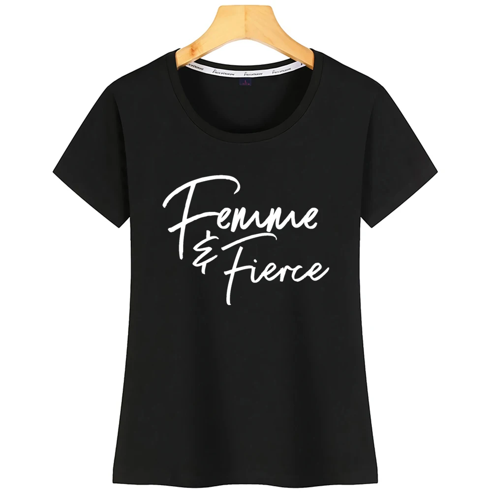 

Tops T Shirt Women Femme And Fierce Hip Hop White Cotton Tshirt