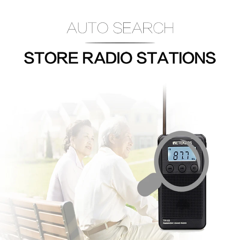 Retekess TR103 3 диапазона FM/MW/SW мини карманный цифровой тюнинговый радио MP3 музыкальный плеер TF карта для подарка с перезаряжаемой батареей