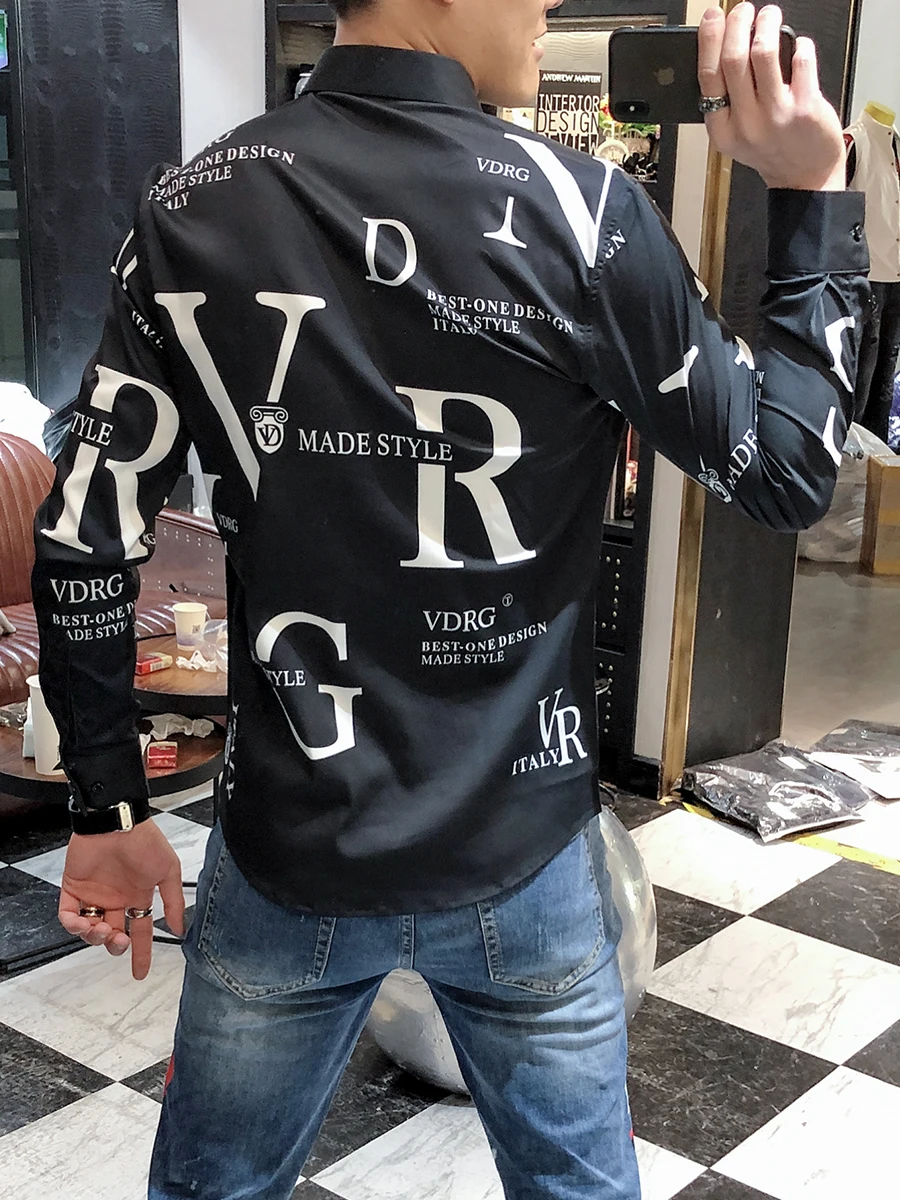 Новинка 2021 мужская рубашка с большими буквами уличная одежда ночной клуб со