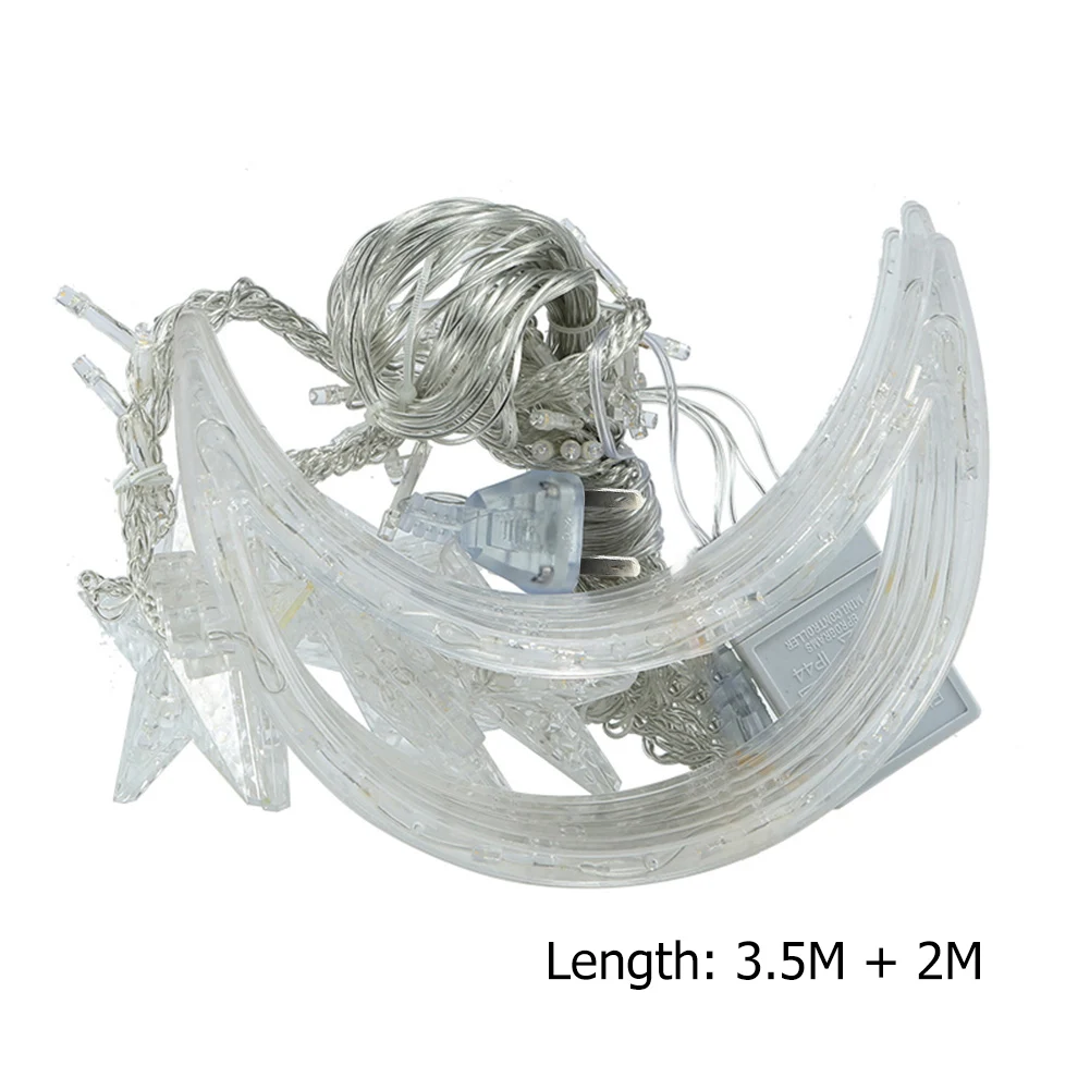 

Star Moon LED Curtain Light 8 Mode Fairy String Night Light for Home Holiday Festival Decoration Christmas Fairy Lamp