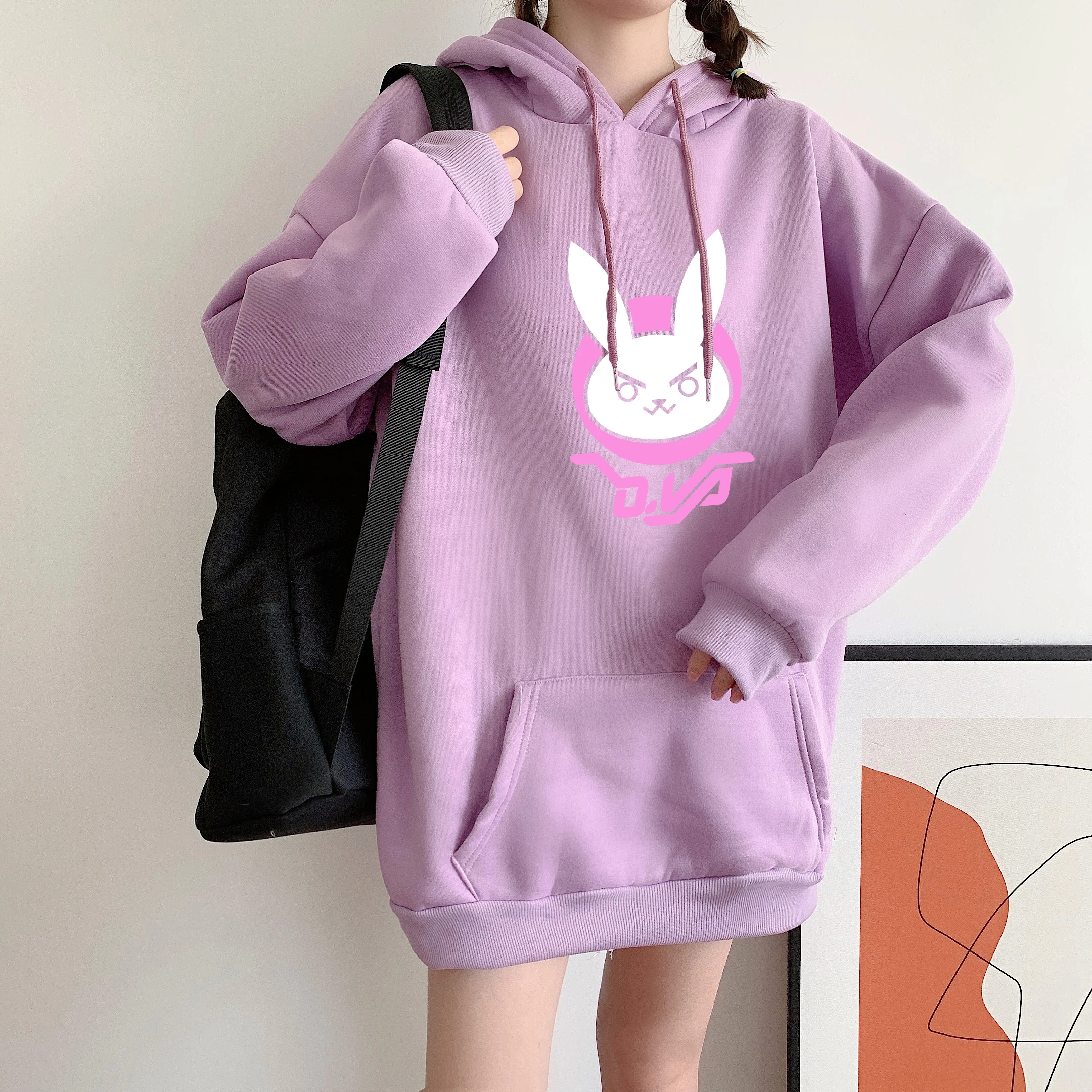 

Kawaii Cosplay Rabbit Ears OW D.va DVA Autumn Hoodies Winter Women Fashion Harajuku Hoodie Casual Sweatshirt Female