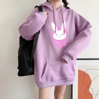 kawaii cosplay rabbit ears ow d va dva autumn hoodies winter women fashion harajuku hoodie casual sweatshirt female