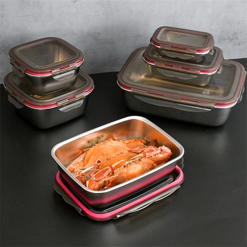 Корейский квадратный контейнер для хранения из нержавеющей стали 304 Ланч-бокс