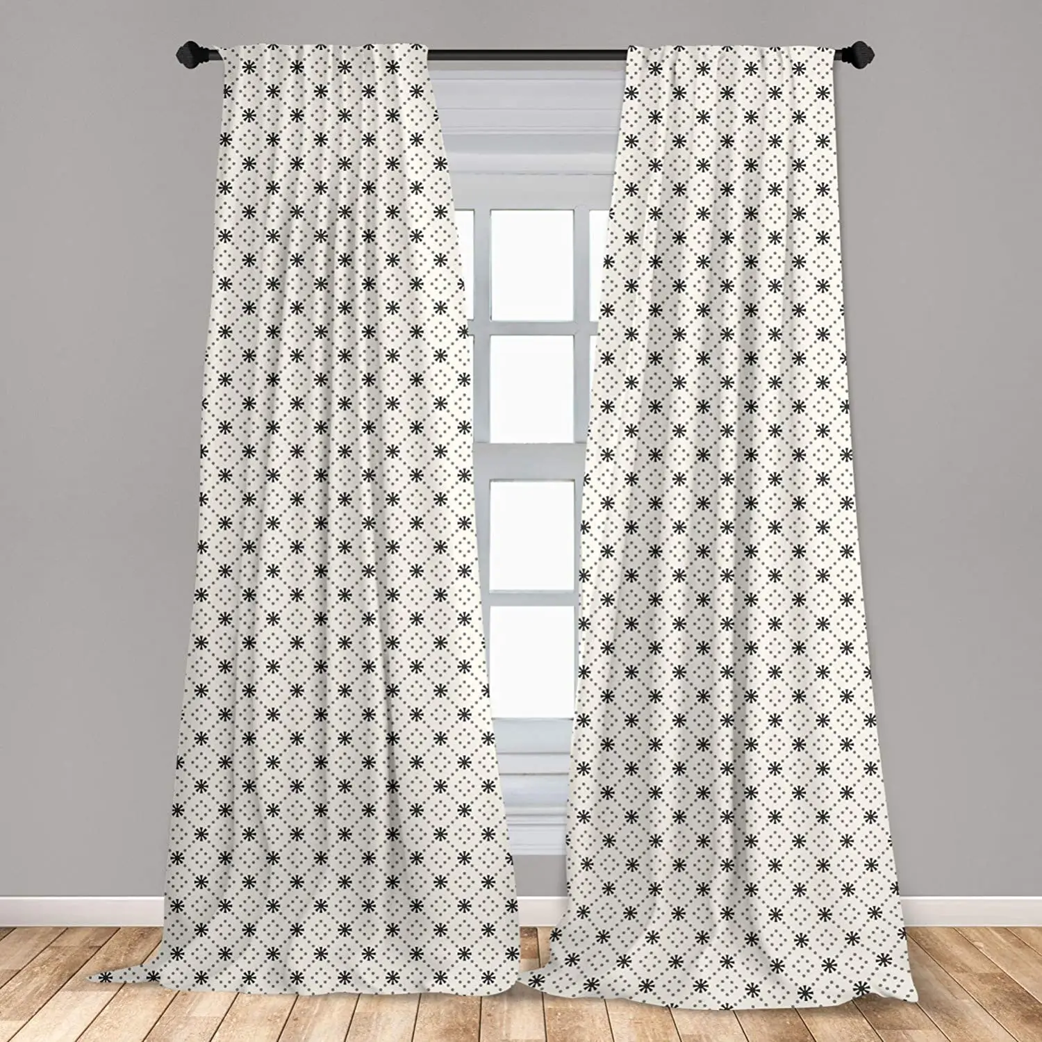 

Polka Dot Curtains Ornate Sun with Rhombus Dots Summer Motifs with Off White Backdrop Window Curtains for Living Room Bedroom