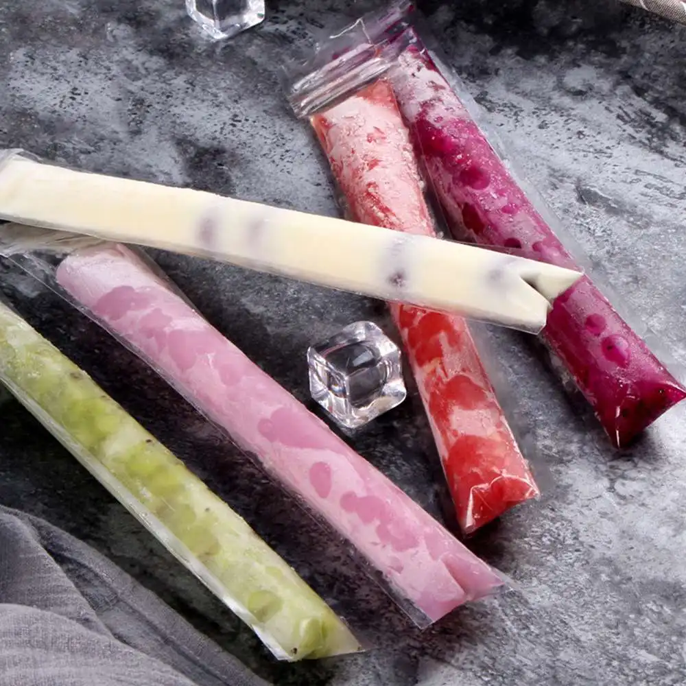 

100PCS DIY Ice Cream Popsicle Packaging Bag Homemade Ice Cream Popsicle Packaging Bag Storage Supplies With Funnel 5.5*28cm