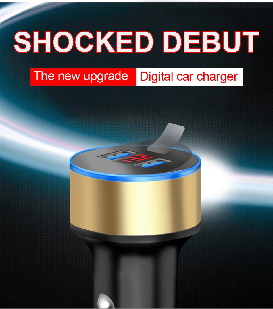3.1A 5V двойной зарядное устройство USB с Отображение напряжения на светодиодном дисплее/текущий дисплей мобильного телефона автомобильное зарядное устройство для смартфона/планшета
