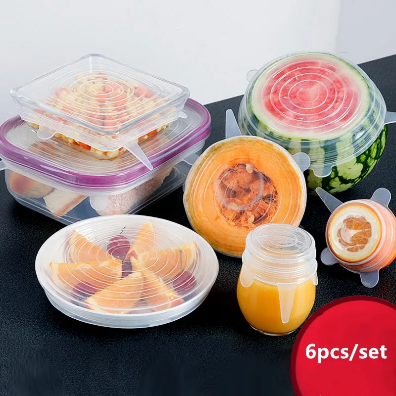 6 шт./компл. многоразовая силиконовая обертка для сохранения свежести продуктов