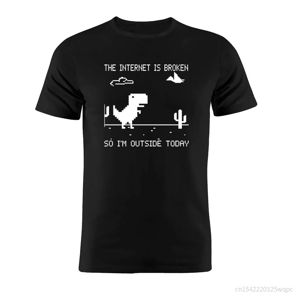 Unisex T Shirt Dinosaur Offline Mode Internet Is Broken Developer Coder Programmer IT Funny Joke