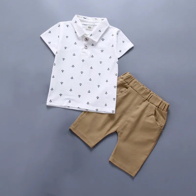 Одежда для маленьких мальчиков комплект из 2 предметов Детская футболка + шорты