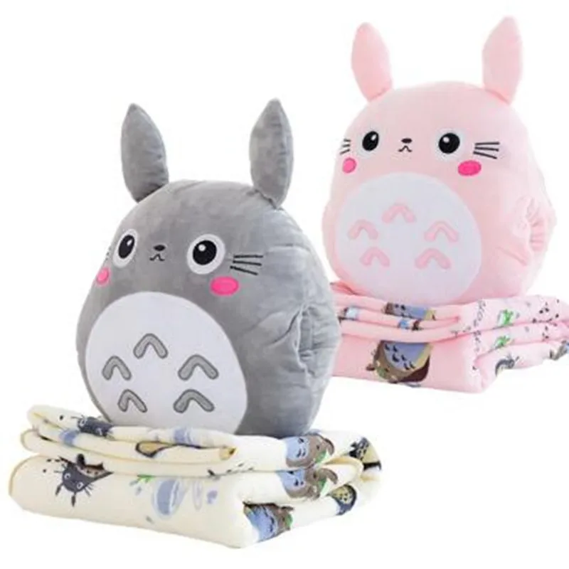 Тоторо Япония плюшевая подушка с мягким фланелевым одеялом фаршированная ручная