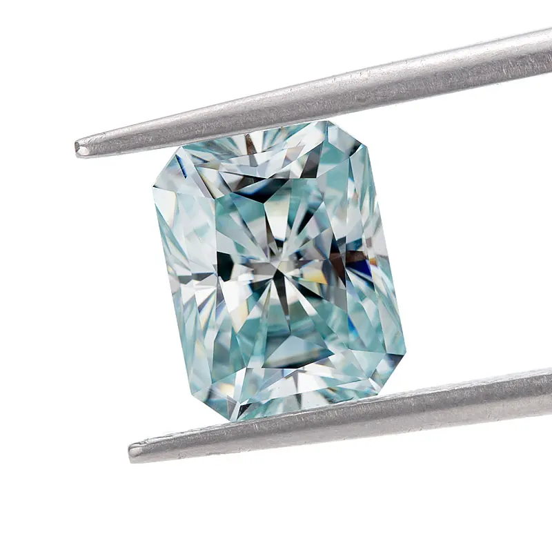 

Radiant Cut Loose Moissanite Stones Blue Color Brilliant Gemstone Diamond VVS1 Clarity for Engagement Jewelry Making