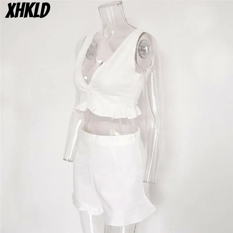 Летняя женская одежда harajuku белый жилет без рукавов с v образным вырезом открытым