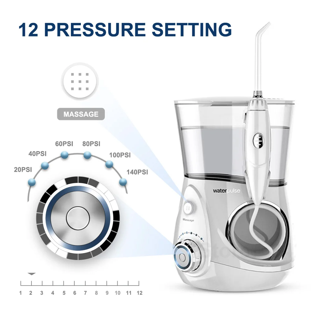 Ирригатор полости рта Waterpulse V660 Pro 8 насадок 12 для массажа Электрический ирригатор