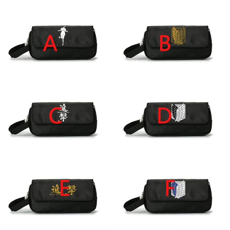 Нейлоновый чехол сумка Attack on Titan с двойной молнией для школьников и студентов| |