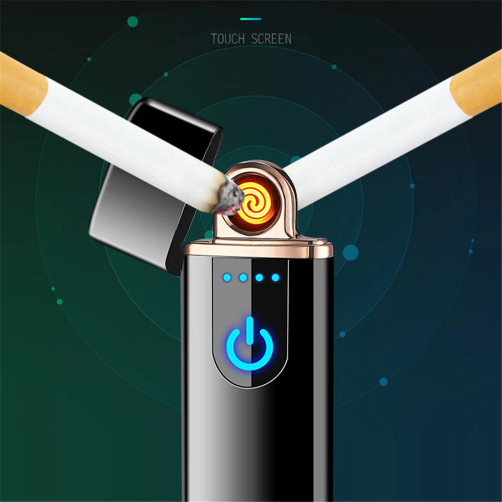 USB перезаряжаемая зажигалка с бесплатным лазерным логотипом светодиодный экран