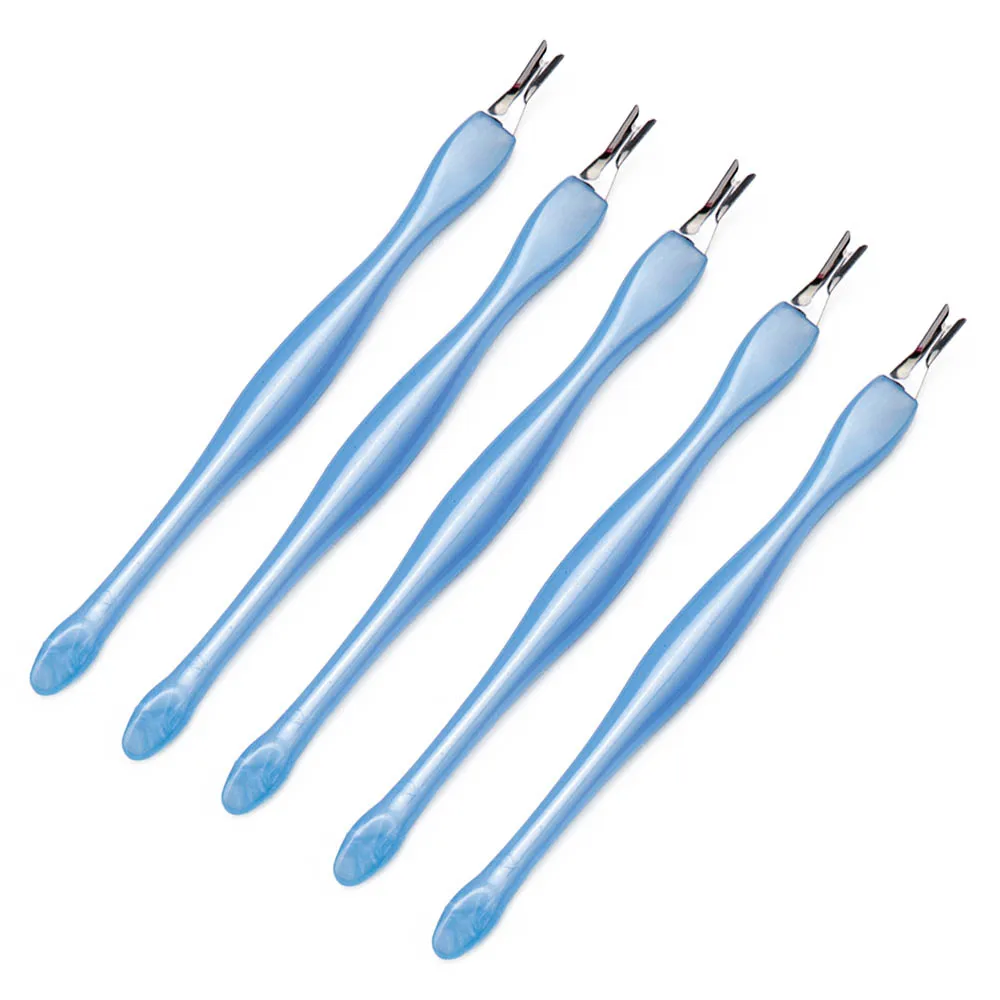 Blue 5pc Stainless Steel Cuticle Pusher Dead Skin Removal Fork Trimmer Peeling Knife Cuticle Remover Manicure Pedicure Tools - Цвет: Blue