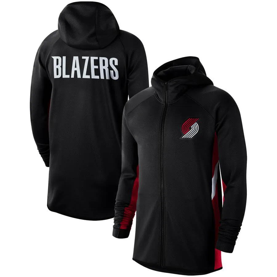 

Men Portland Trail Black Authentic Blazers Showtime Therma Flex Performance Full-Zip Hoodie