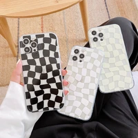creativity grid phone case coque for iphone 12 11 pro max se 2020 classic plaid black soft cover for iphone 7 8 plus xr x xs max