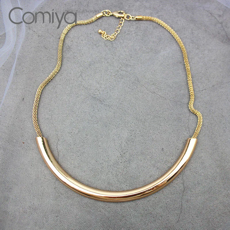 Comiya золото серебро цвет цинковый сплав звенья цепи чокер макси ожерелье кулон s