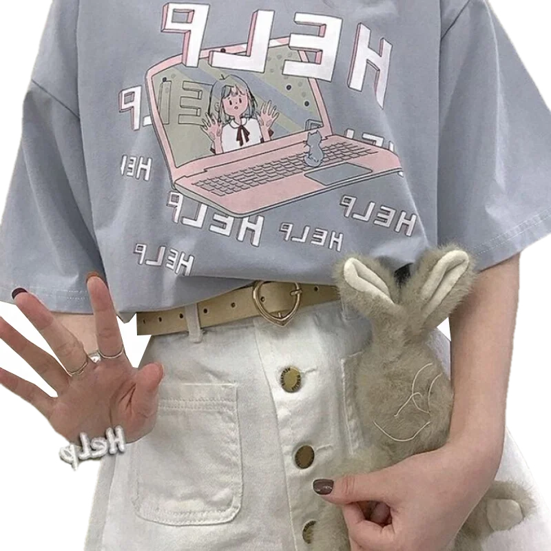 Новая летняя женская футболка в стиле преппи повседневные футболки свободная