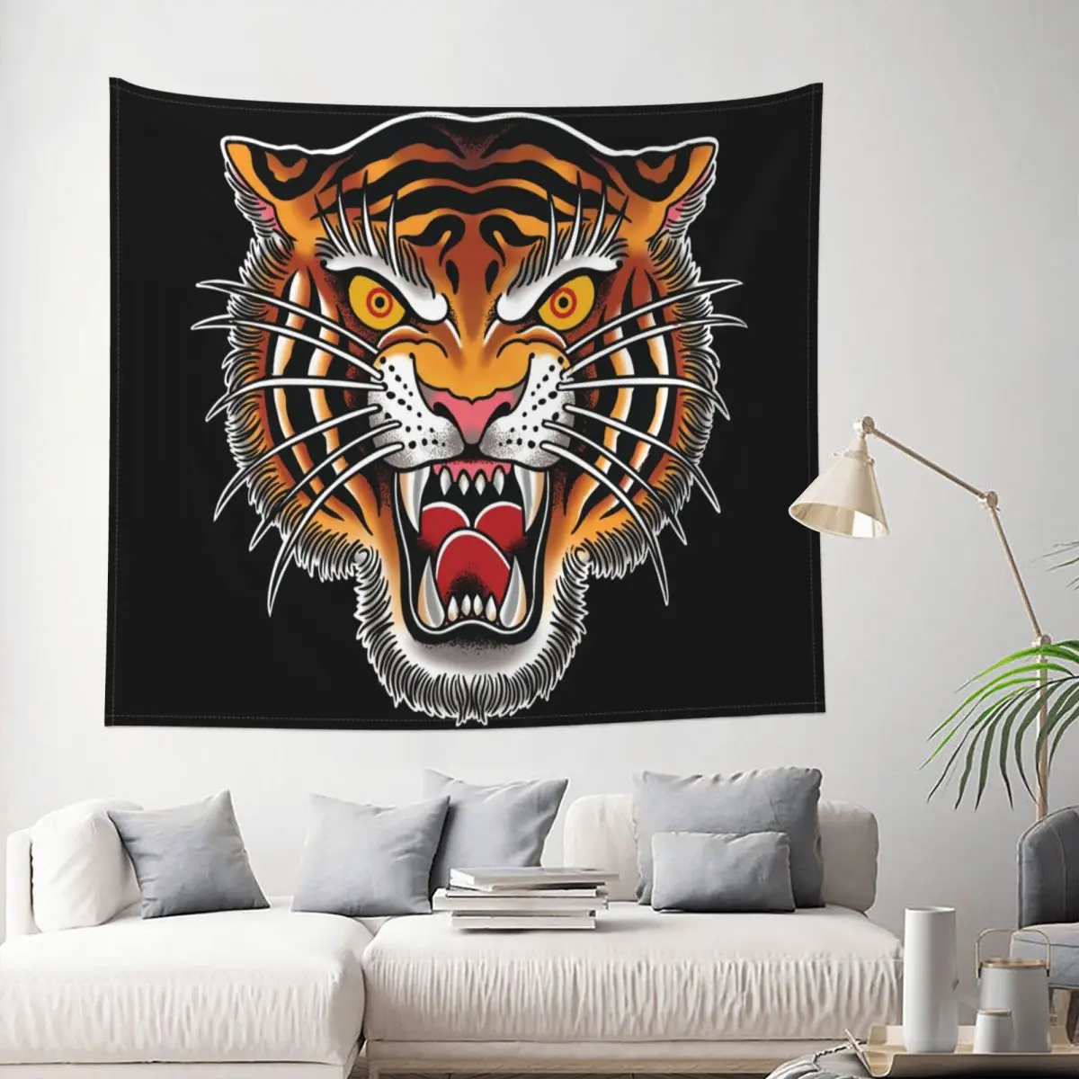 

Tapestry Tiger Head Tattoo Cobija Animal Wildlife Decor Wall Room Home Decoration Hanging Living room Kawaii Cartom Gift
