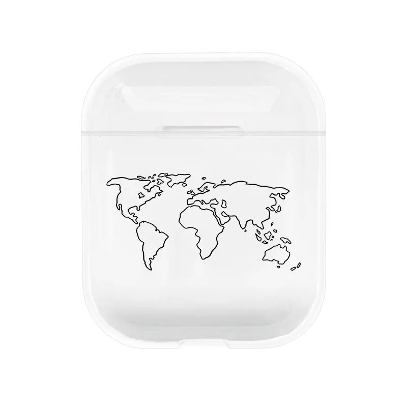 Милый чехол для Apple airpods чехол мультфильм путешествия слово mapпрозрачный Bluetooth наушники чехол для Airpods наушники мягкий чехол