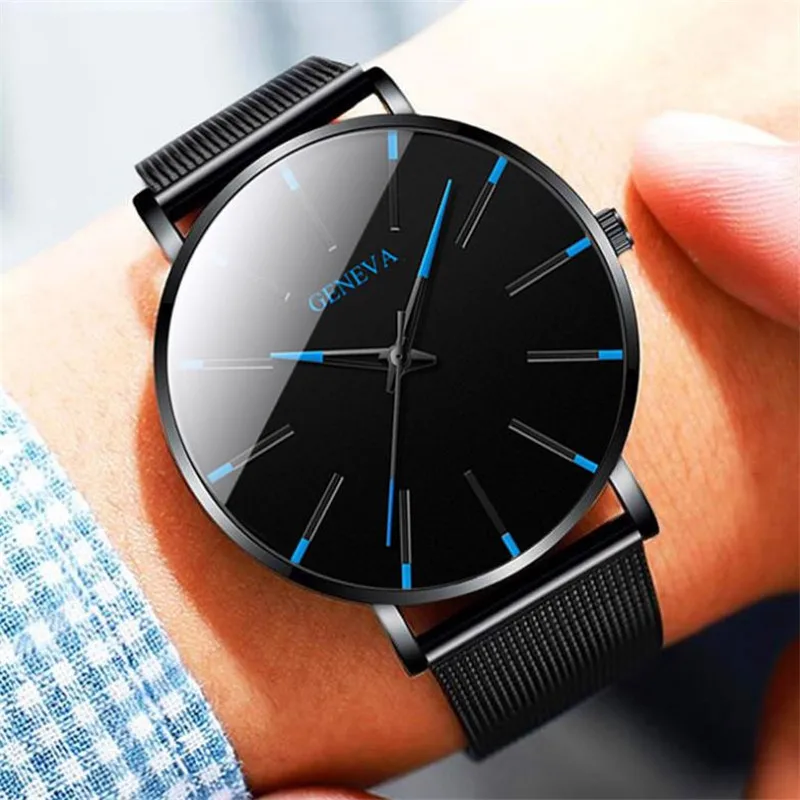 Часы Relojes Masculino модные мужские черные часы Роскошные Аналоговые кварцевые