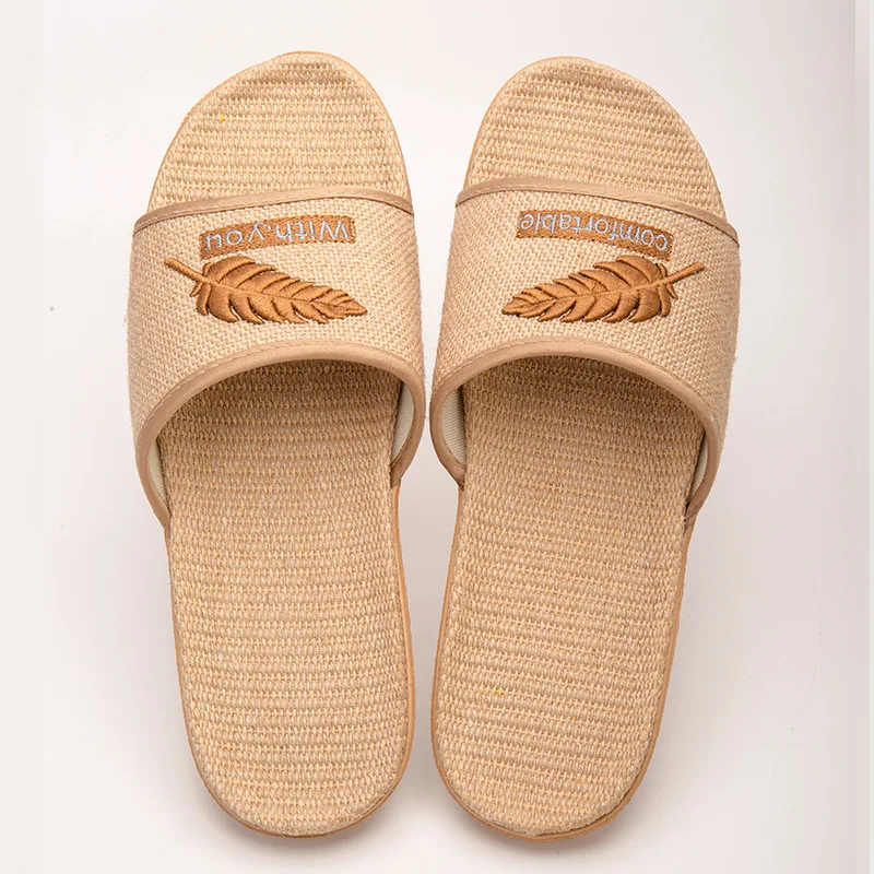 Льняные соломенные домашние тапочки для влюбленных Размеры 35 45 Женские из пеньки