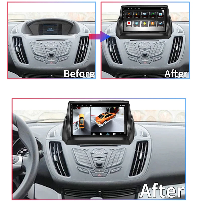 Car Audio Navigation Gps Stereo Carplay DVR 360 Birdview Around 4G Android System For Ford Escape Kuga C520 2012~2019 Car Audio Navigation Gps Stereo Carplay DVR 360 Birdview Around 4G Android System For Ford Escape Kuga C520 2012~2019