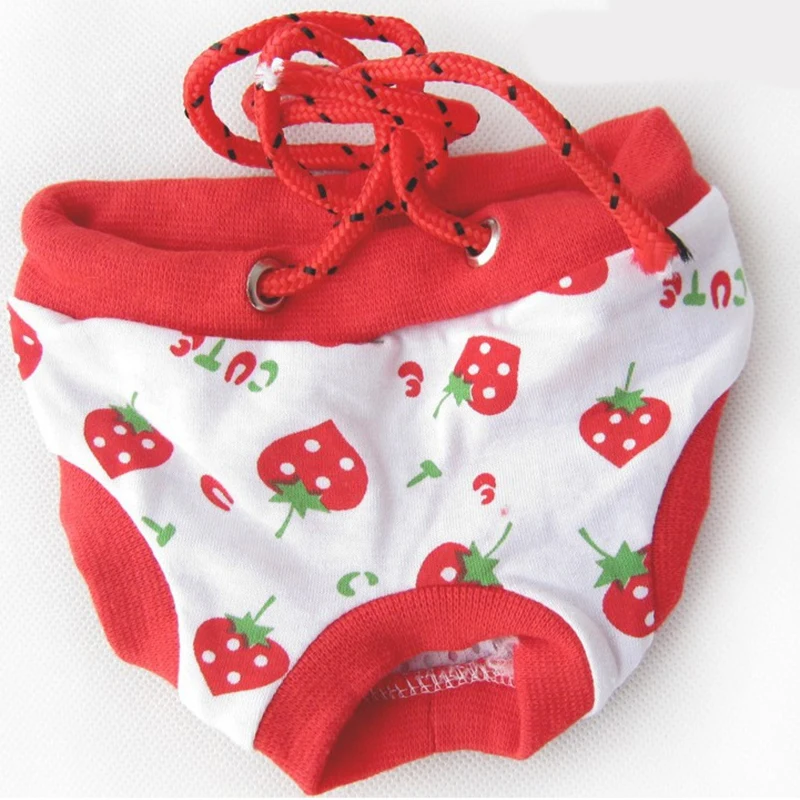 

Cute Female Dog Physiological Pants Diaper Sanitary Dog Shorts Panties Briefs Lace Strawberry Puppy Shorts Safe Dog Clothes