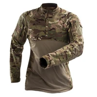 outdoor field training special forces style camo military stand up collar zip fly mens tactical t shirt
