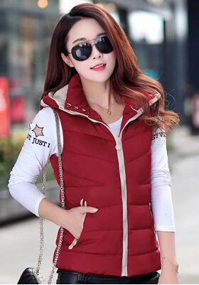 2018 пуховик женский хлопковый жилет короткий дизайн с капюшоном тонкий модный