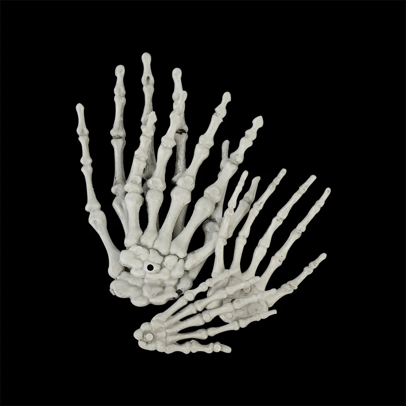 

1 Pair Halloween Scary Skeleton Hands Realistic Life Size Plastic Fake Human Hand Bone Hallween Party Haunted House Props Decor