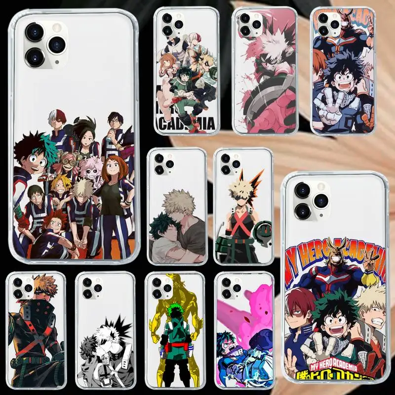 

My Hero Academia anime Phone Case Transparent soft For iphone 12 11 13 7 8 6 s plus x xs xr pro max mini