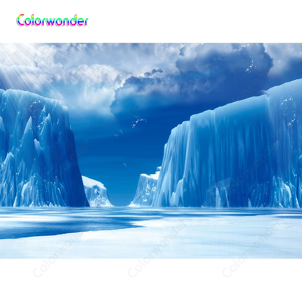 Огромный Айсберг синий фон для фотографии эффектный Ледяной Мир снег зима дети