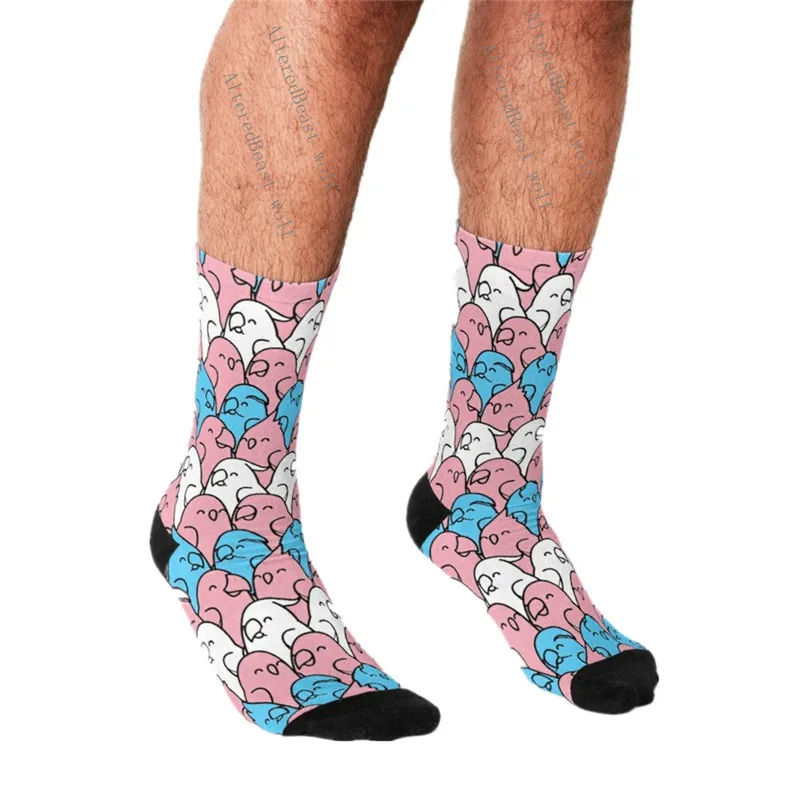 

Men's Funny socks Trans Pride Parrot Pattern Socks harajuku Men Happy hip hop Novelty cute boys Crew Casual Crazy Socks for men