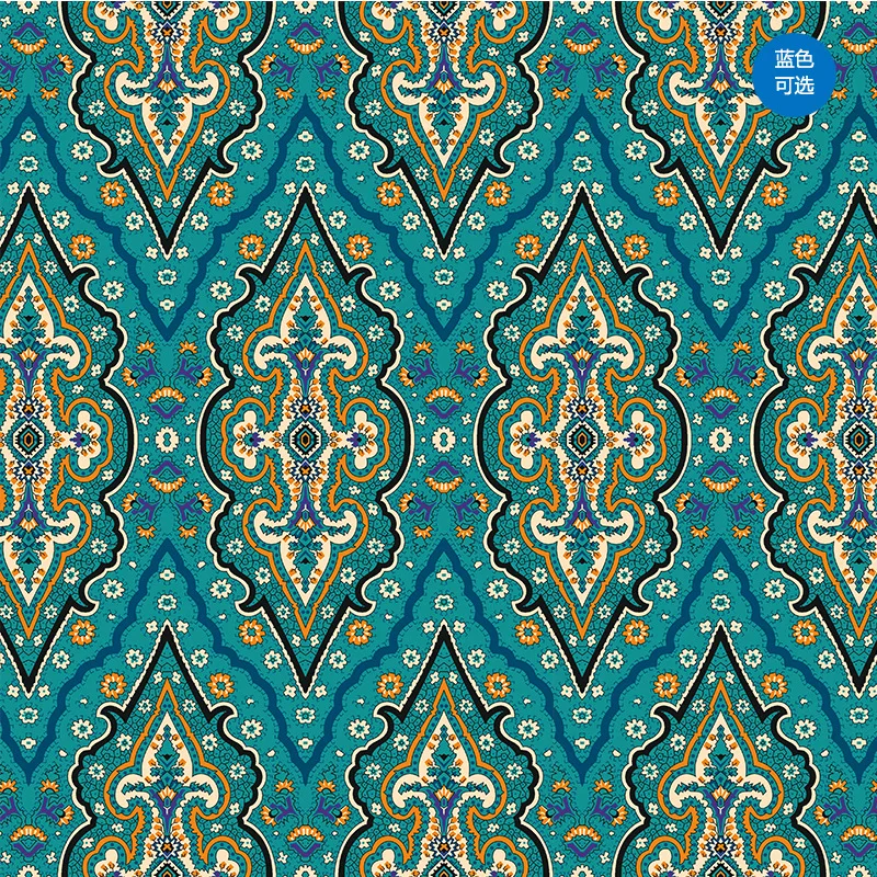 

2021 spring/summer new product European big brand sea blue cashew flower twill women's clothing high-end printed fabric spot