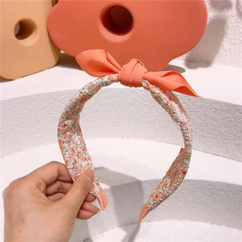 Diademas con estampado Floral para ni&ntilde;a, accesorios para el cabello para ni&ntilde;a, herramientas de estilismo para el cabello, Diadema con lazo, tocado diario para ni&ntilde;a-3