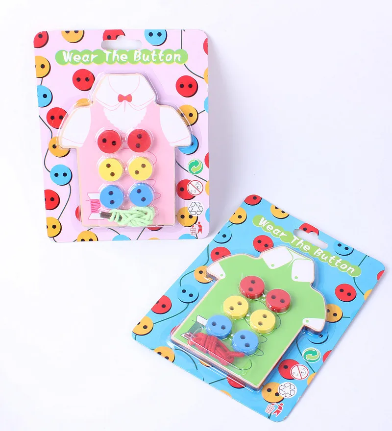 

Montessori Sew On Buttons Beads Lacing Board Wooden Toys Education Learning Teaching Math Toys For Children Kids Birthday Gift