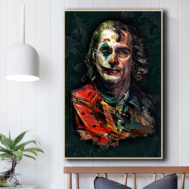 Картина на холсте с изображением кинозвезды Джокера нарисованная маслом шутка