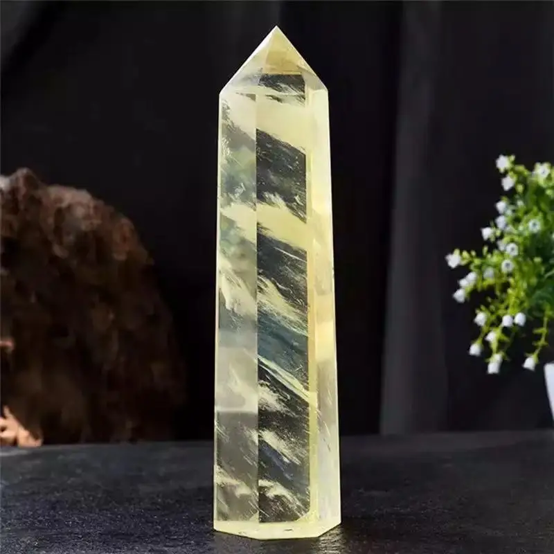 

MOKAGY Large Size Yellow Smelting Crystal Point Reiki Treatment Stone 1PC