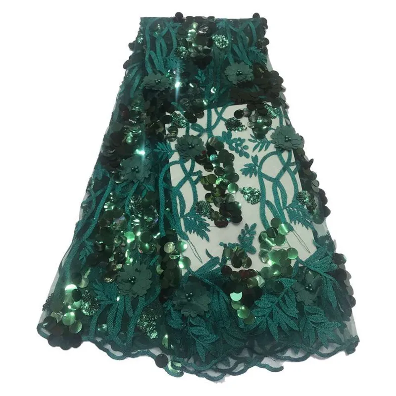 3D цветок бисер кружевная ткань для женщин Свадебное платье африканская с