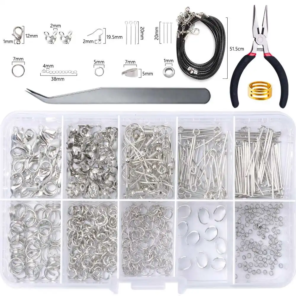 

Hypoallergenic DIY Earring Making Accessaries Eye Pin Jump Rings Extend Chain Claps Earring Hook Jewelry Making Finding Supplies