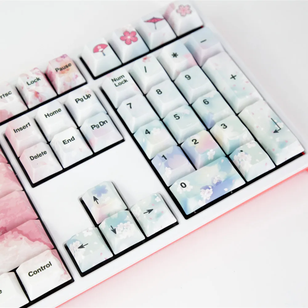 Cherry Blossom Keycaps полный комплект механическая клавиатура PBT 5 лицо краситель-сублимация Keycap для всех Sakura набор клавишных колпачков