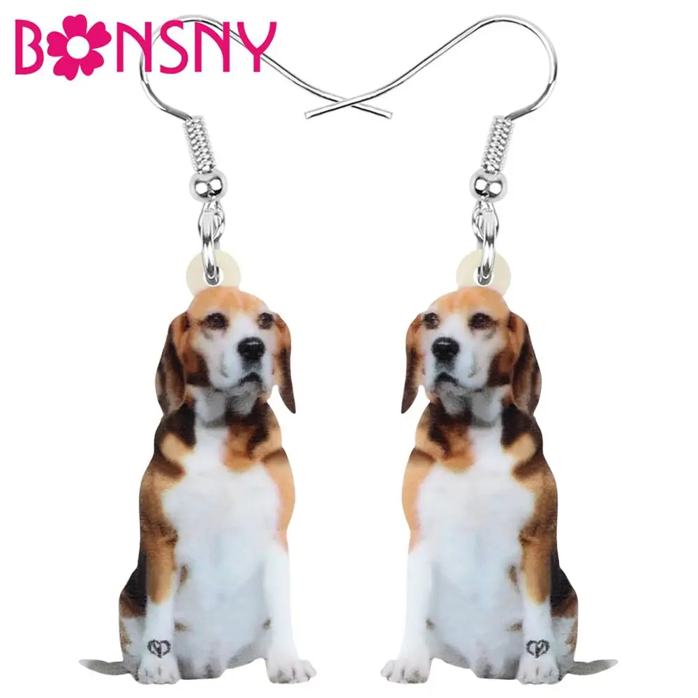 

Bonsny Acrylic Beagles Dog Earrings Animal Drop Dangle Jewelry For Women Girl Teens Party Charm Decoration Gift Bulk Accessories