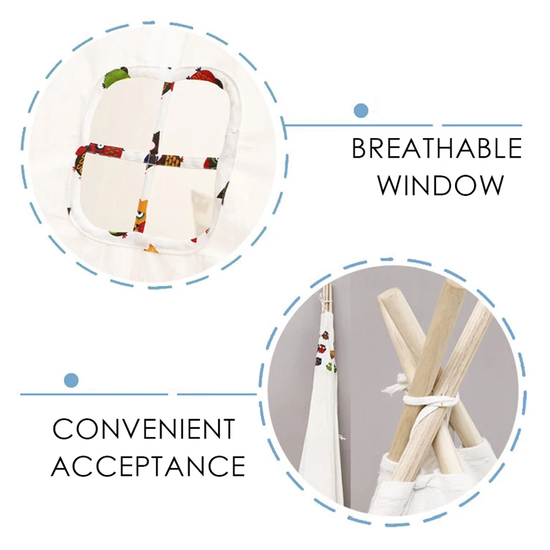 

Baby Portable Cotton Canva Tipi Folding Indoor Children Tent Teepee Original Triangle Indian Kids Tent Wigwam Little Play House