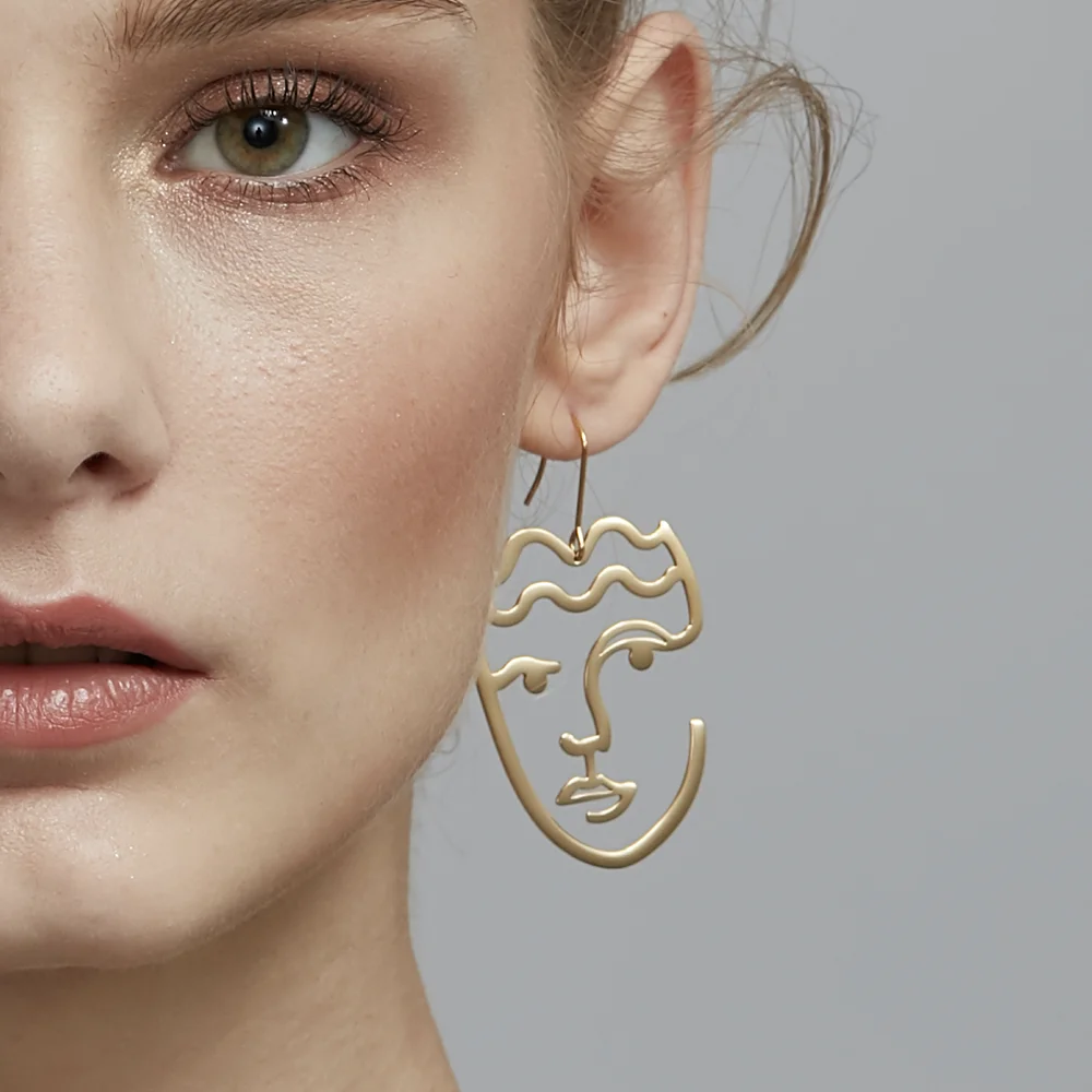 Enfashion классические серьги в виде лица золотого цвета силуэт Висячие большие
