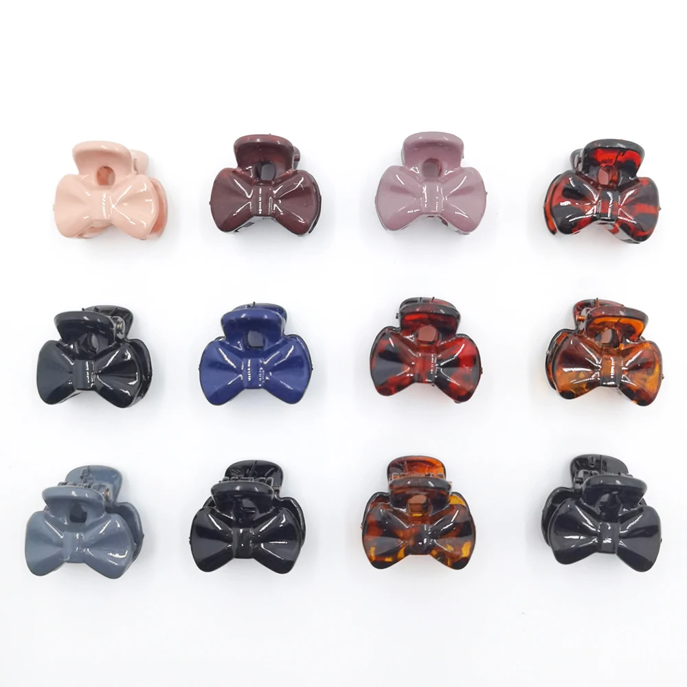 6PCS/Set Bow Flower Little Crab Claw Barrettes Women Girls Tortoiseshell Plastic Small Hair Clamp Clip Mini Hairpin Accessories images - 6