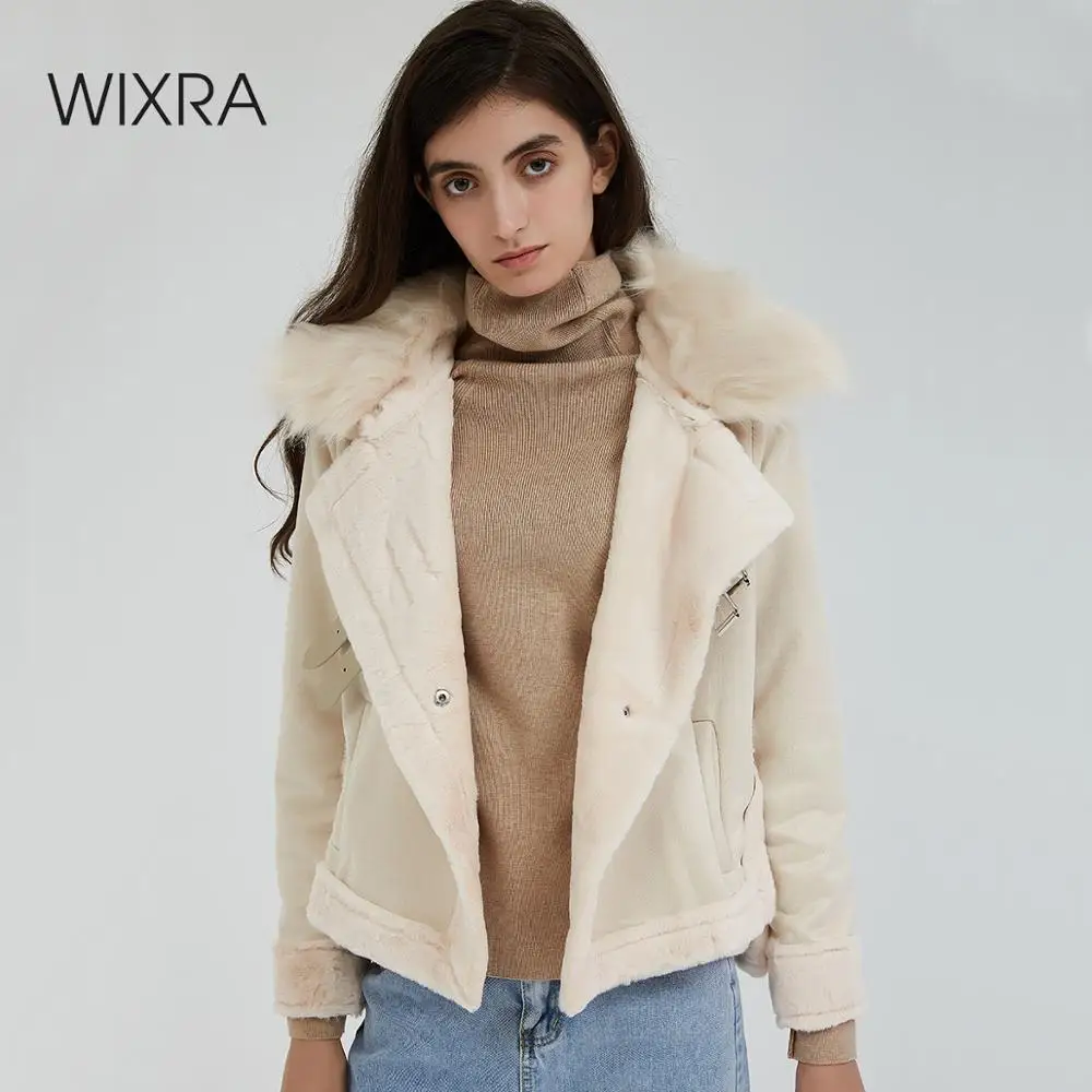 Wixra новая зимняя замшевая кожаная куртка женская из овечьей шерсти Толстая