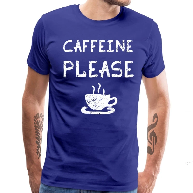 Мужская Повседневная футболка с кофеином 100% хлопок летние футболки коротким
